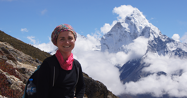 Caitlin hiking to Base Camp Everest
